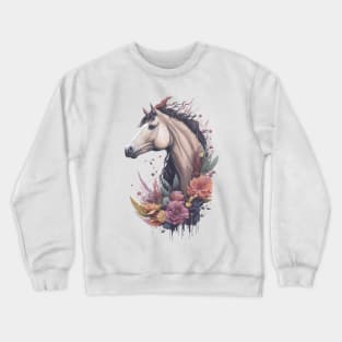 Horse with Flowers Crewneck Sweatshirt